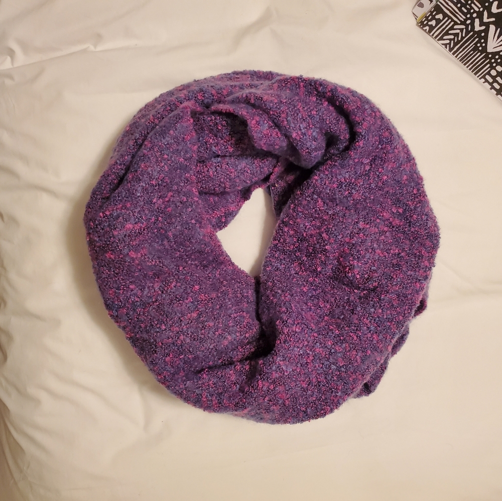 Purple with pink bulky Infinity Scarf